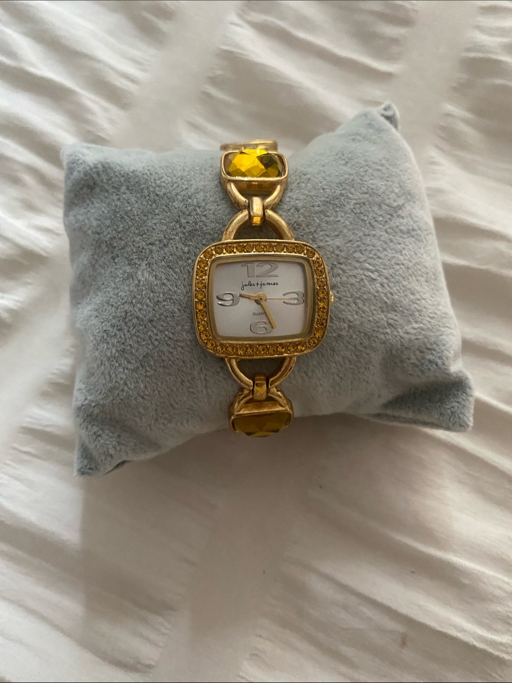 Gold-Tone Women’s Bracelet Watch with Yellow Crystal Accents